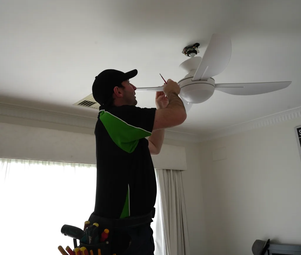CDElectrical installing a ceiling fan in an Adelaide home